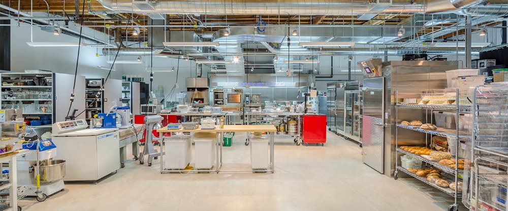 Specialized experimental kitchen and lab with dedicated power and lighting