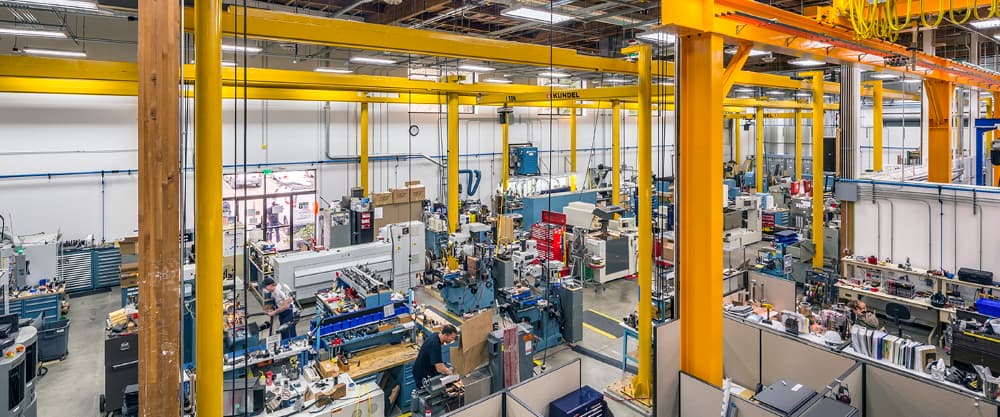 Prototyping and fabrication shop with industrial power distribution